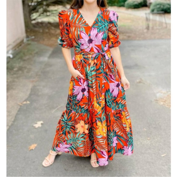 MAUDE VIVANTE molly maxi dress in tropical salsa small - Picture 1 of 9